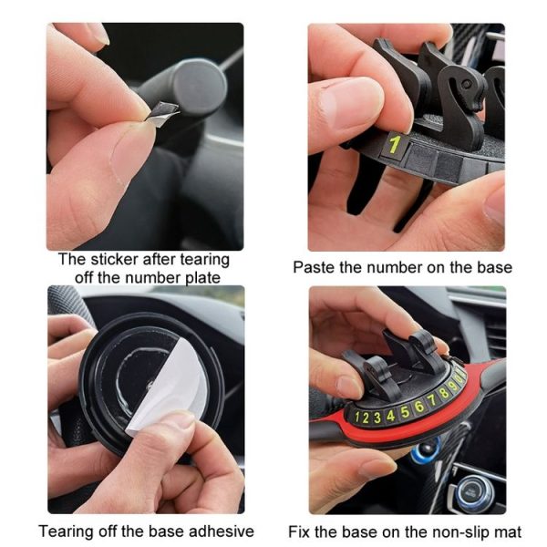 Car Center Console Mobile Phone Anti-skid Mat Temporary Parking Number Plate (With Bracket) - Image 7