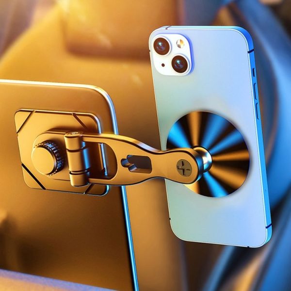 D29 Metal Car Phone Holder Floating Screen Folding Magnetic Phone Holder (Black) - Image 6