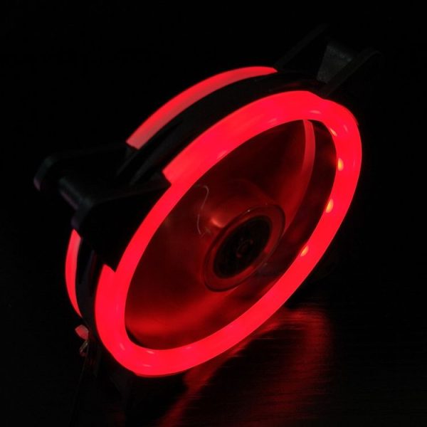 COOLMOON 12cm Dual Aperture Computer Mainframe Chassis Dual Interface Fan (Red) - Image 2