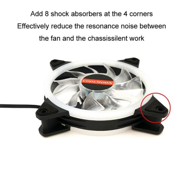COOLMOON 12cm Dual Aperture Computer Mainframe Chassis Dual Interface Fan (Red) - Image 4