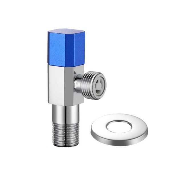 Eight Sides With Check Valve Pure Copper Angle Valve High Flow Water Inlet Valve (Blue Wheel)