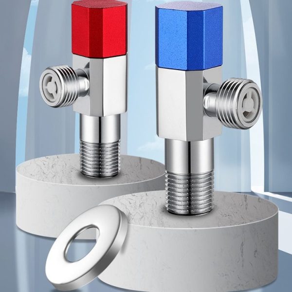 Eight Sides With Check Valve Pure Copper Angle Valve High Flow Water Inlet Valve (Blue Wheel) - Image 2