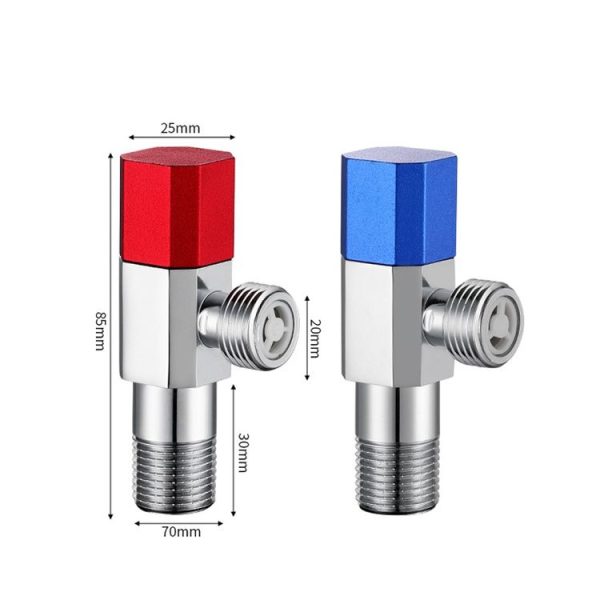 Eight Sides With Check Valve Pure Copper Angle Valve High Flow Water Inlet Valve (Blue Wheel) - Image 3