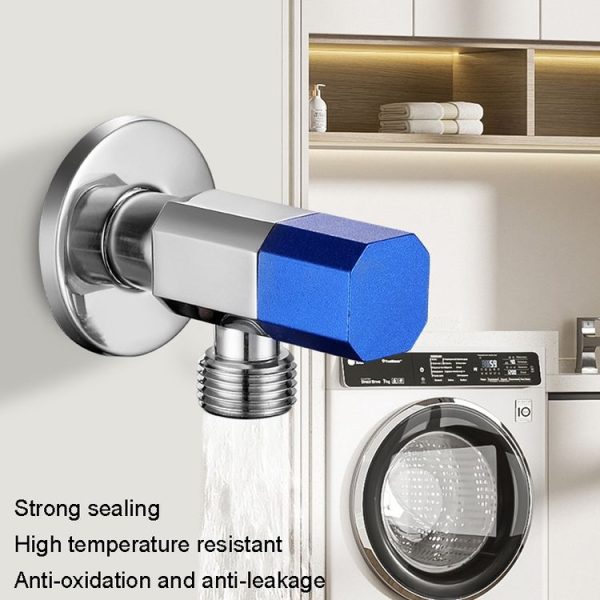 Eight Sides With Check Valve Pure Copper Angle Valve High Flow Water Inlet Valve (Blue Wheel) - Image 6
