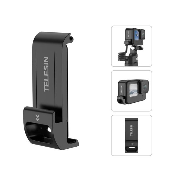 GoPro Hero11 Black / HERO10 Black / 9 Black TELESIN Waterproof Side Cover Easy Removable Charging Cover Port (Black)