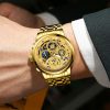 BINBOND 4010 Multifunctional Waterproof Hollowed Luminous Quartz Watch (Full Gold Gold Surface) - Image 7