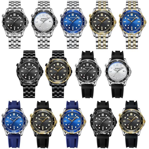 White Steel Blue Surface BINBOND B2820 Luminous 30m Waterproof Men Sports Quartz Watch - Image 2