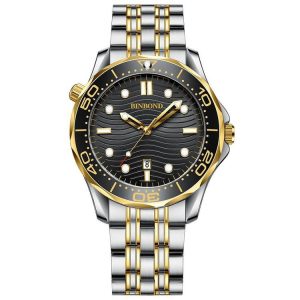 Inter-gold Black Surface BINBOND B2820 Luminous 30m Waterproof Men Sports Quartz Watch