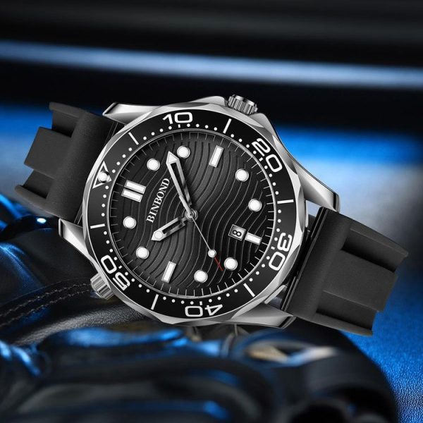 Inter-gold Black Surface BINBOND B2820 Luminous 30m Waterproof Men Sports Quartz Watch - Image 3