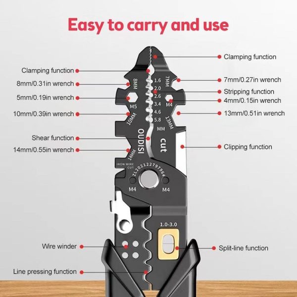 25 In 1 Electrician Multipurpose Wire Stripper (Black) - Image 4