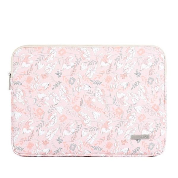 G4-01 14 Inch Laptop Liner Bag PU Leather Printing Waterproof Protective Cover (Light Pink)