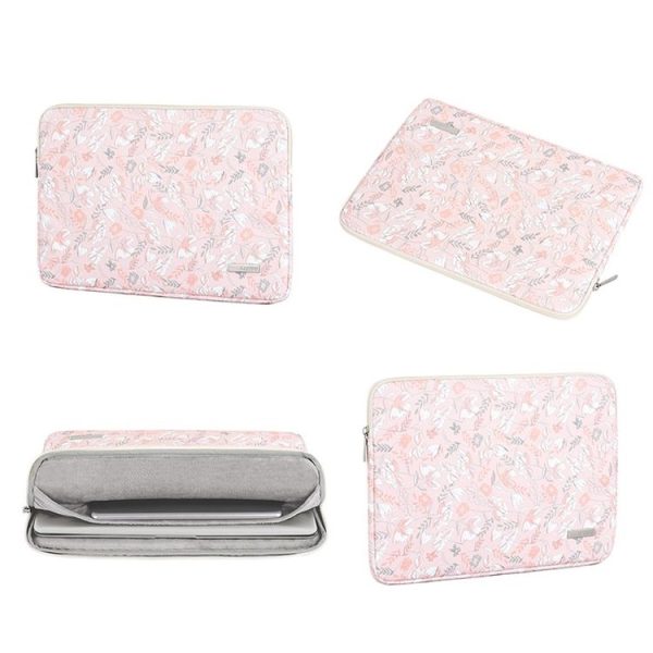 G4-01 14 Inch Laptop Liner Bag PU Leather Printing Waterproof Protective Cover (Light Pink) - Image 2