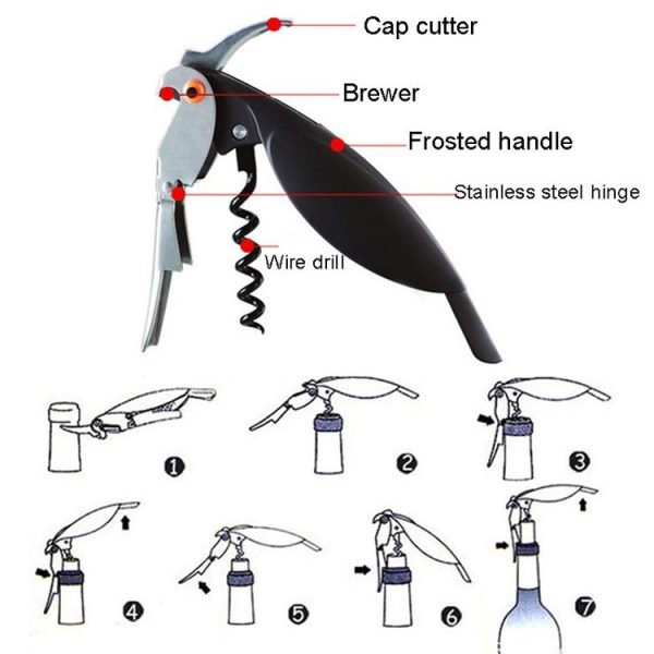 2pcs Parrot Shape Wine Bottle Opener Plastic Bottle Opener (Color Random Delivery) - Image 5