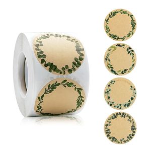 Kraft Paper Flower Plant Sticker Gift Packaging Decoration Sticker, Size: 5.0cm (B-91-50)