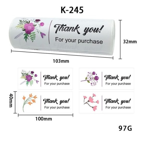 Floral Thank You Label Sticker Handicraft Decoration Small Gift Sticker (K-245) - Image 2
