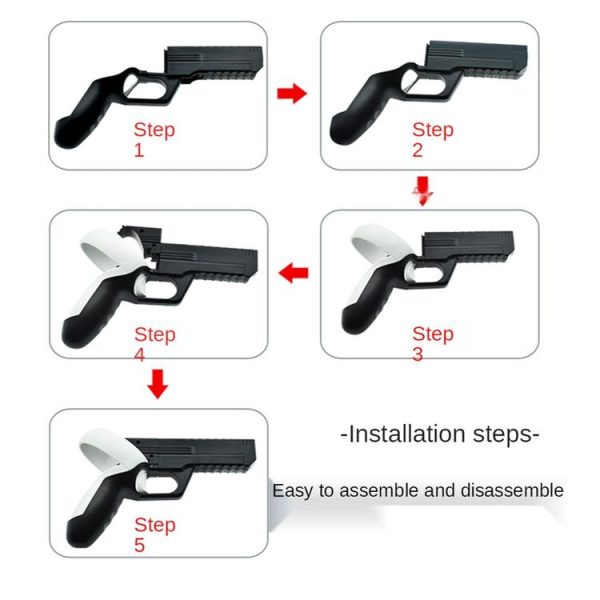 Meta Quest 2 VR Controller 1pair Sturdy Shooting Handle Holder (Black) - Image 4