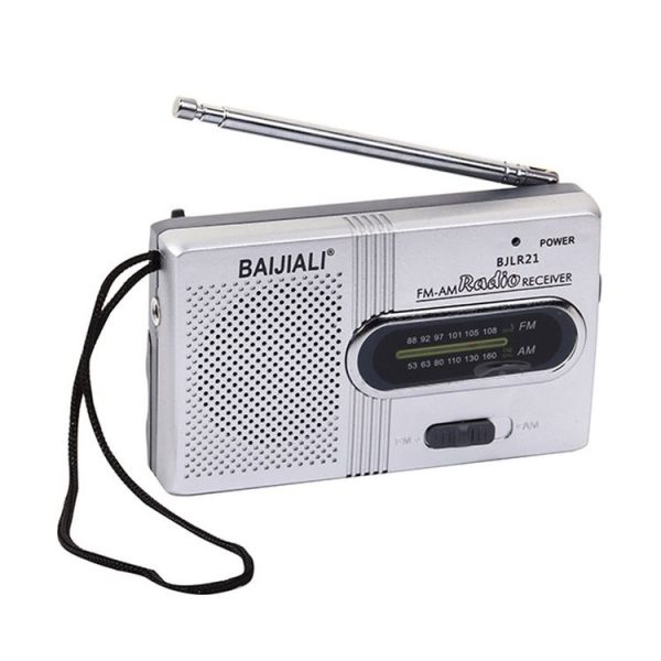 BAIJIALI BJLR21 Simple Retro Radio Full-Band Built-In Speaker Outdoor Portable Audio (Silver Gray)