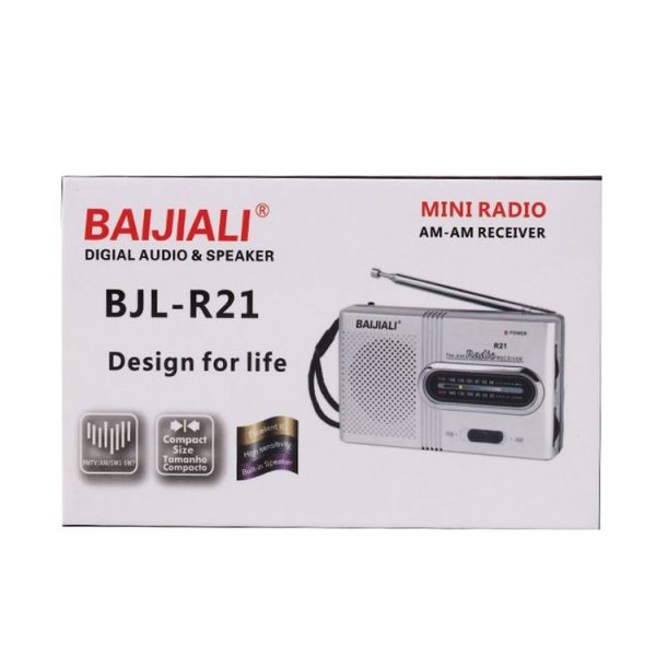 BAIJIALI BJLR21 Simple Retro Radio Full-Band Built-In Speaker Outdoor Portable Audio (Silver Gray) - Image 6
