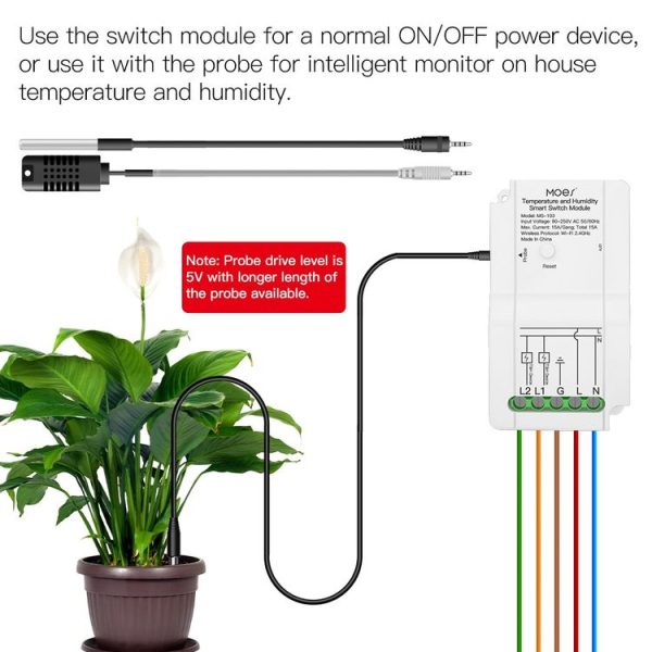 WiFi Switch Module+Temperature Probe Tuya Dual-way Temperature and Humidity Switch Timer Smart Switch - Image 6