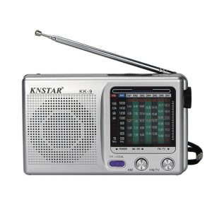 BAIJIALI KK9 Full-band Radio Player Portable Retro Multifunctional Mini Radio (Silver Gray)