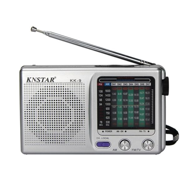 BAIJIALI KK9 Full-band Radio Player Portable Retro Multifunctional Mini Radio (Silver Gray)
