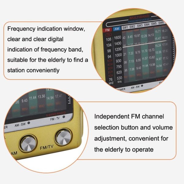 BAIJIALI KK9 Full-band Radio Player Portable Retro Multifunctional Mini Radio (Silver Gray) - Image 4