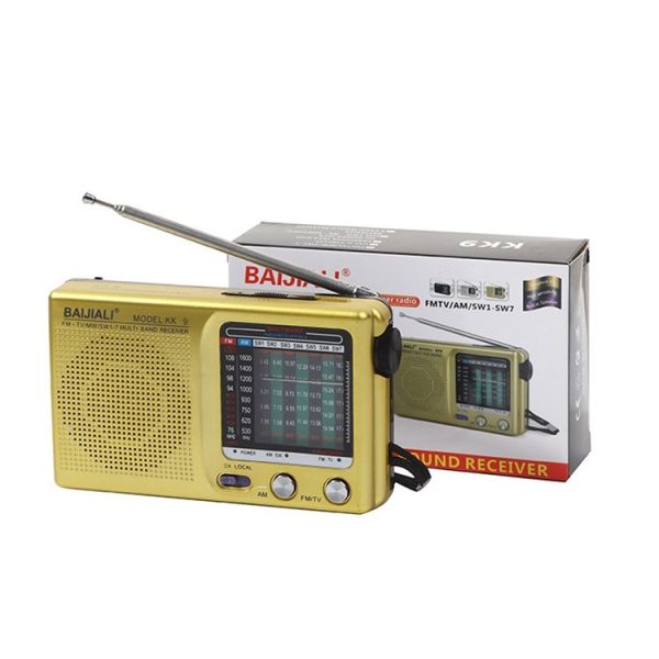 BAIJIALI KK9 Full-band Radio Player Portable Retro Multifunctional Mini Radio (Silver Gray) - Image 6