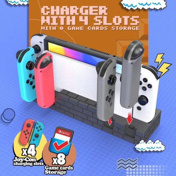 Nintendo Switch / Switch OLED SW488 Power Bracket Game Card Storage Stand Handle Charging Seat (White) - Image 6