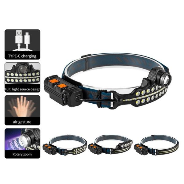 W690-1 XPG+COB Induction Headlight Type-C Rechargeable Head Lamp - Image 2