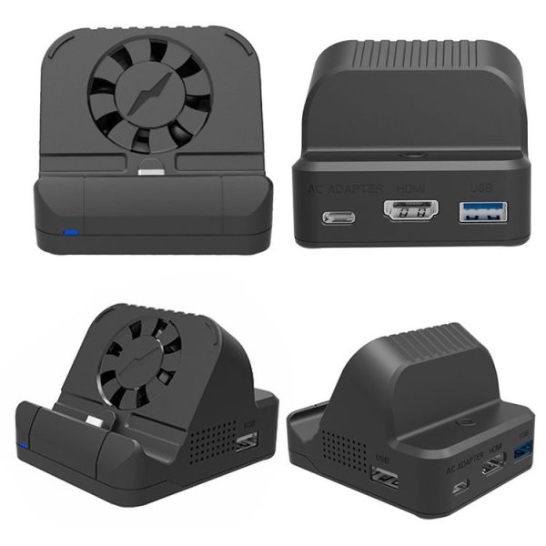 Nintendo Switch / Switch OLED SW300 HDMI Video Casting Converter Cooling Fan Base Charger (Black) - Image 2