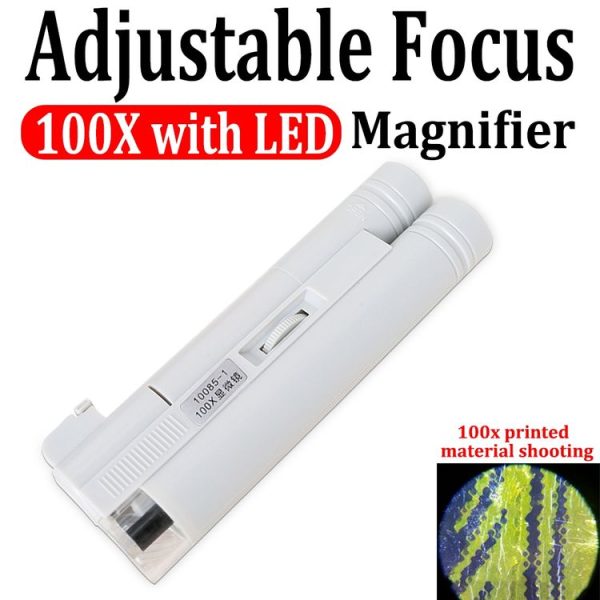 10085-1 100X Double Tube Microscope With LED Light Identification Magnifier - Image 4