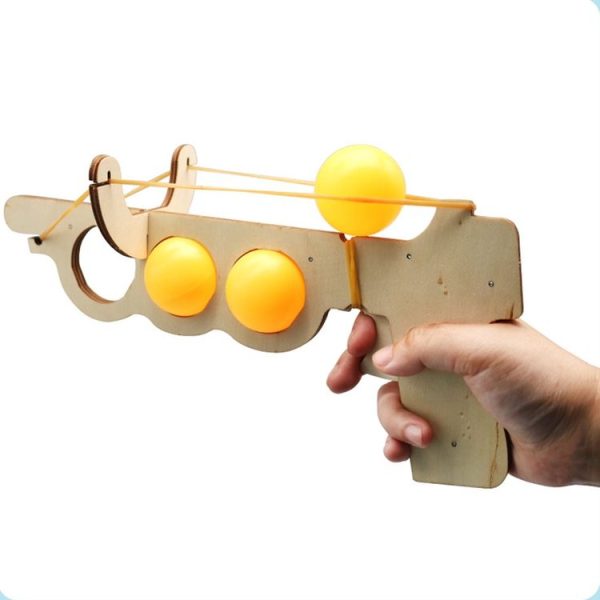 Wooden DIY Table Tennis Elastic Model Children Physical Science Experiment Assembly Toy (Elastic Model) - Image 2