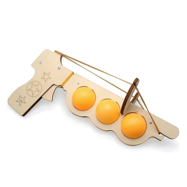 Wooden DIY Table Tennis Elastic Model Children Physical Science Experiment Assembly Toy (Elastic Model) - Image 4