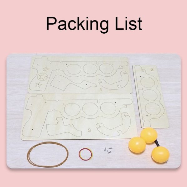 Wooden DIY Table Tennis Elastic Model Children Physical Science Experiment Assembly Toy (Elastic Model) - Image 6