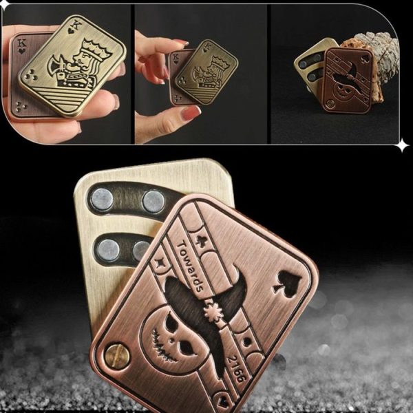 Poker Magnetic Metal Slider Stress Relief Toy EDC Top Spinning Poker Toys Decompress, Color: Silver - Image 4