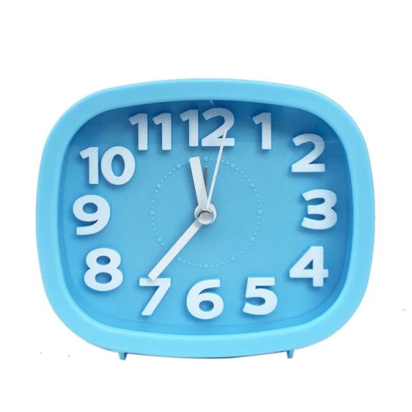 Square Candy Color Stereo Digital Silent Alarm Clock Children Student Alarm Clock (Blue)