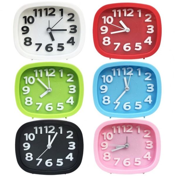 Square Candy Color Stereo Digital Silent Alarm Clock Children Student Alarm Clock (Blue) - Image 2