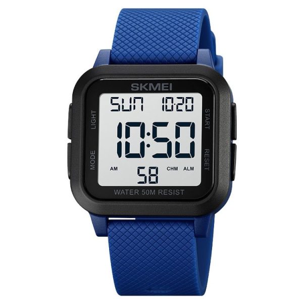 SKMEI 1894 Square Sports Waterproof Student Simple Multifunctional Luminous Watch (Blue White Machine)
