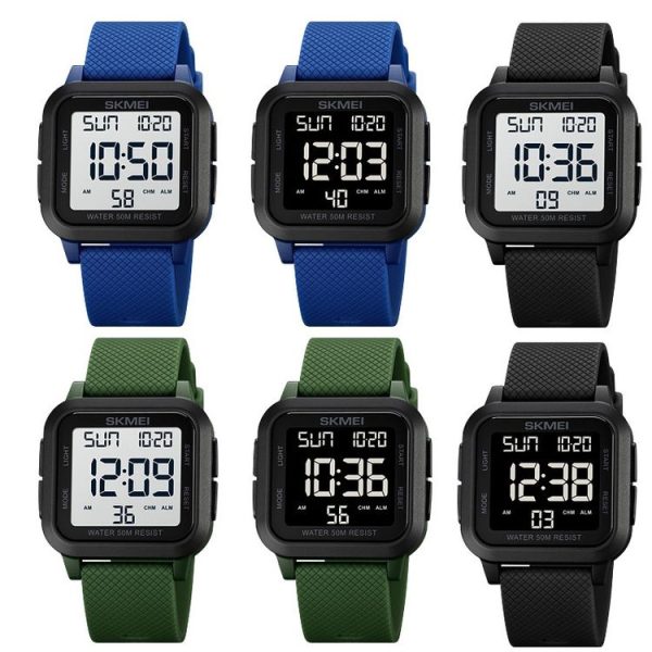 SKMEI 1894 Square Sports Waterproof Student Simple Multifunctional Luminous Watch (Blue White Machine) - Image 2