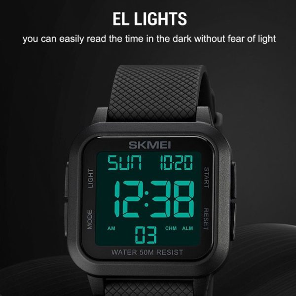 SKMEI 1894 Square Sports Waterproof Student Simple Multifunctional Luminous Watch (Blue White Machine) - Image 6