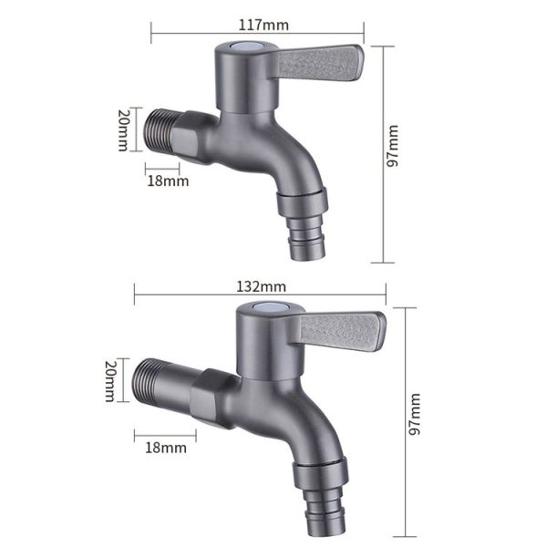 Bathroom Toilet Stainless Steel Bib Tap Wall Mounted Washing Machine Water Tap, Spec: Short Type - Image 3