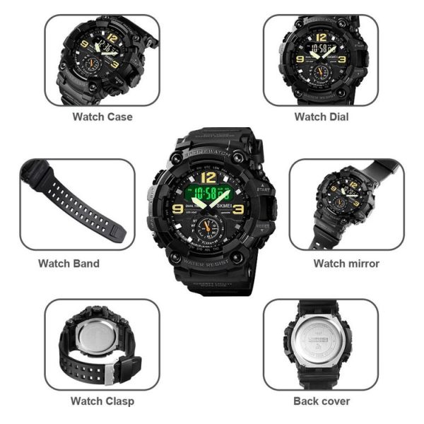 SKMEI 1637 Sports Digital Display Outdoor Shockproof Plastic Large Dial Men Watch, Color: Army Green Camouflage - Image 3
