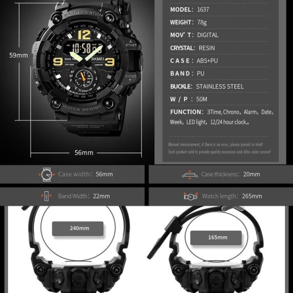 SKMEI 1637 Sports Digital Display Outdoor Shockproof Plastic Large Dial Men Watch, Color: Army Green Camouflage - Image 7