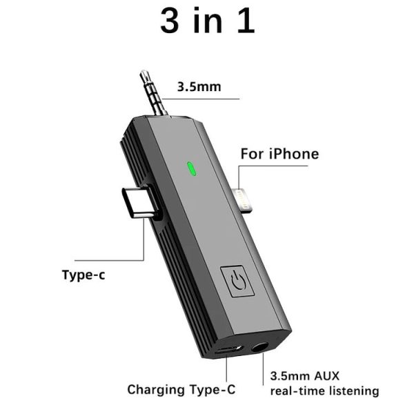 S17 Wireless 3 In 1 Lavalier MIC For Phone SLR Camera Loudspeaker, Spec: 1 Drag Two Full Black - Image 2