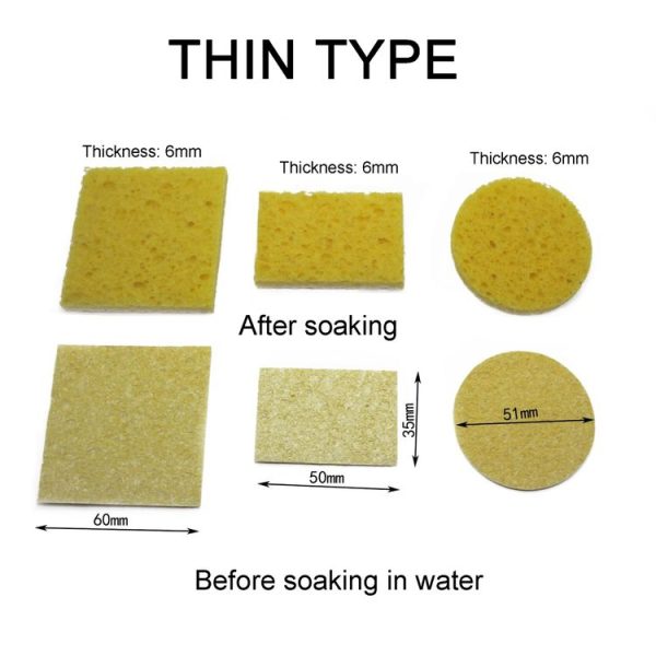 10pcs Soldering Iron Tin Remover Cleaning Cotton Wood Pulp Sponge, Spec: Thin Rectangular 3.5x5cm - Image 2