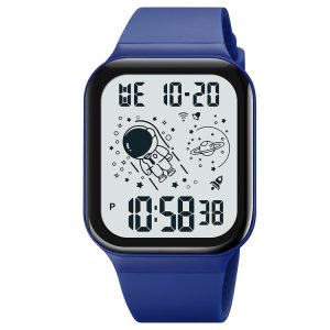 SKMEI 1863 Multifunctional Astronaut Student Digital Sports Square Watch (Blue White Machine)