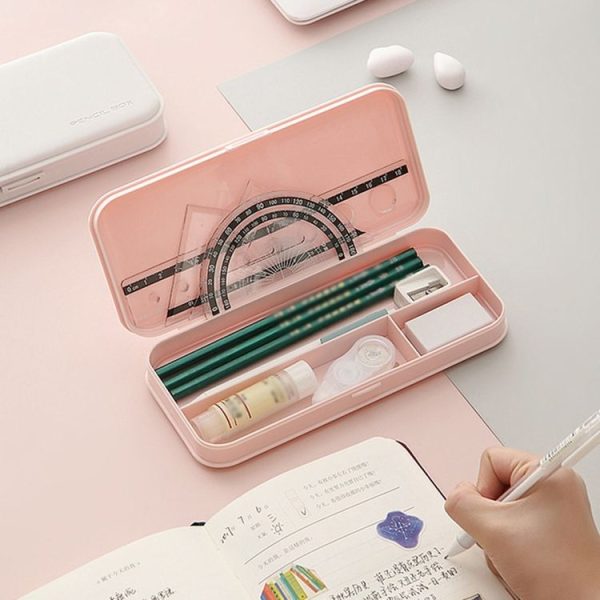 WJ-WJH-2 Plastic Compartment Large-capacity Shatter-resistant Flip-top Stationery Box (Blue) - Image 6