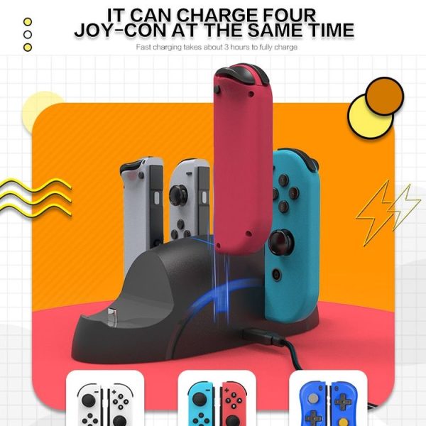 Nintendo Switch / Switch Pro SW168 6 in 1 Joycon Gamepad Holder Charger Handle Storage Bracket - Image 5