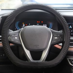Silicone Non-slip Wear-resistant Concave Point Car Steering Wheel Cover, Size: 34-38cm (Black)