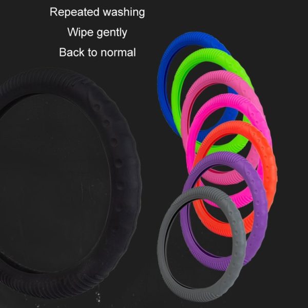 Silicone Non-slip Wear-resistant Concave Point Car Steering Wheel Cover, Size: 34-38cm (Black) - Image 3